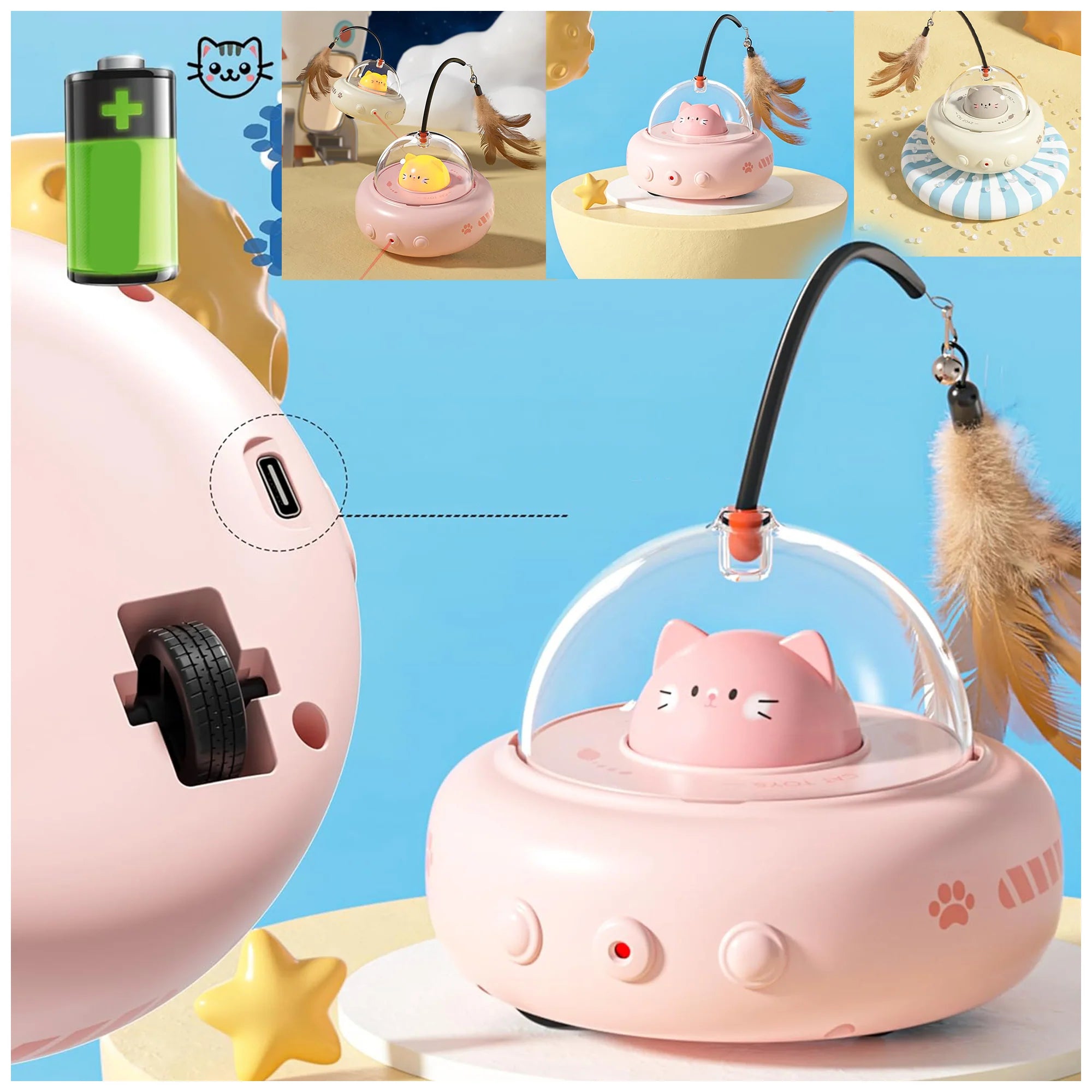 USB Rechargeable Cat Teaser – Interactive Fun for Playful Cats