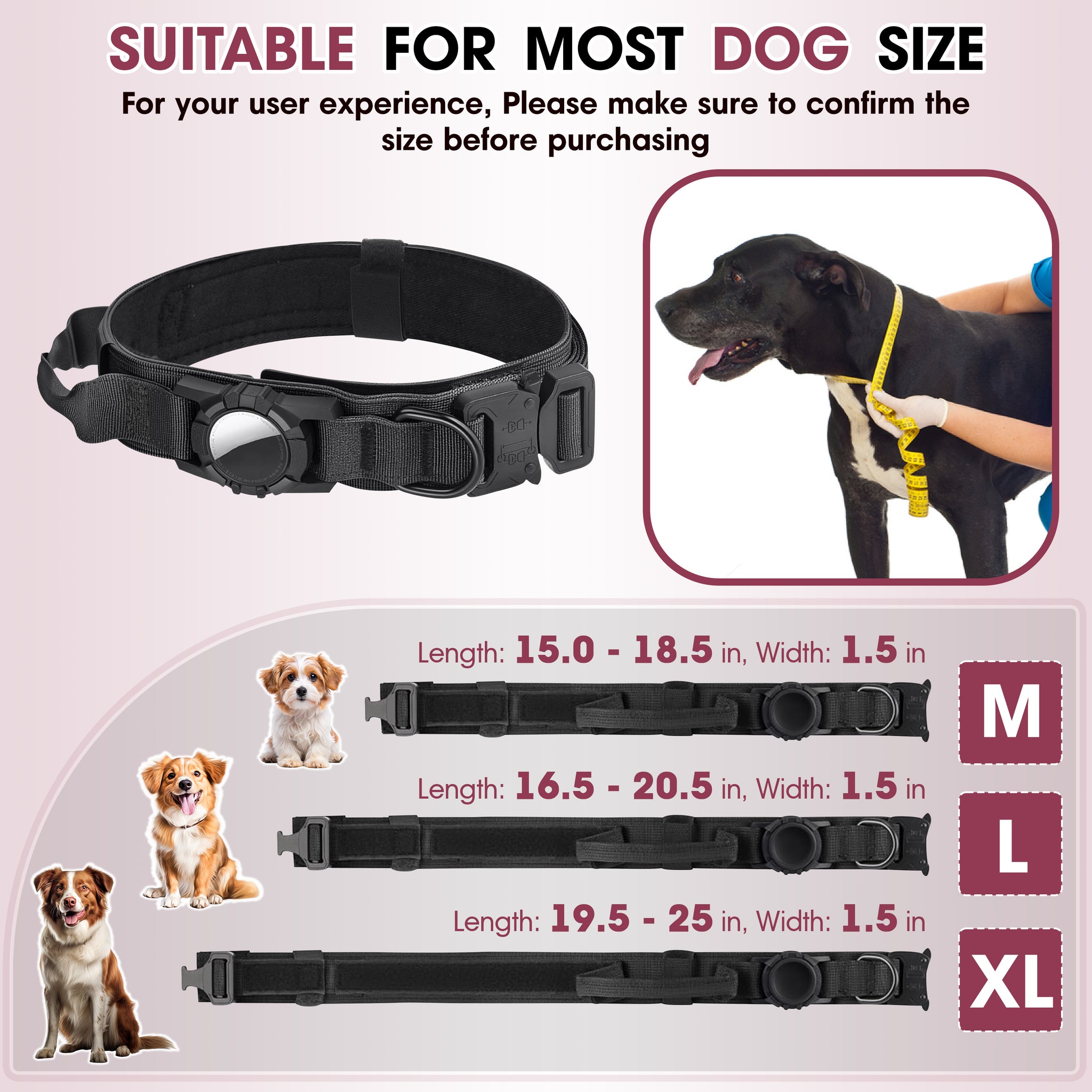 Waterproof Airtag Dog Collar – Adjustable, Durable Nylon