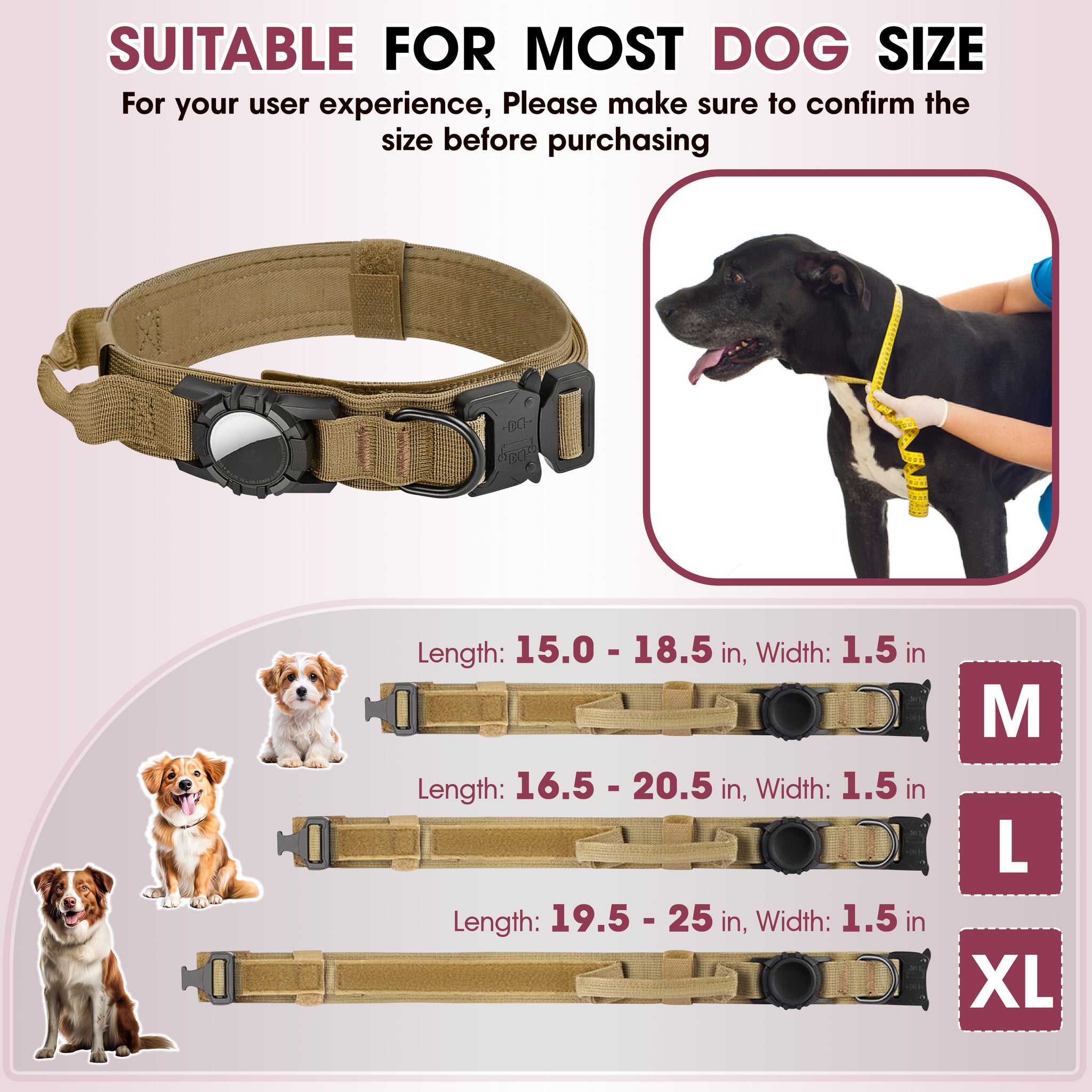 Waterproof Airtag Dog Collar – Adjustable, Durable Nylon