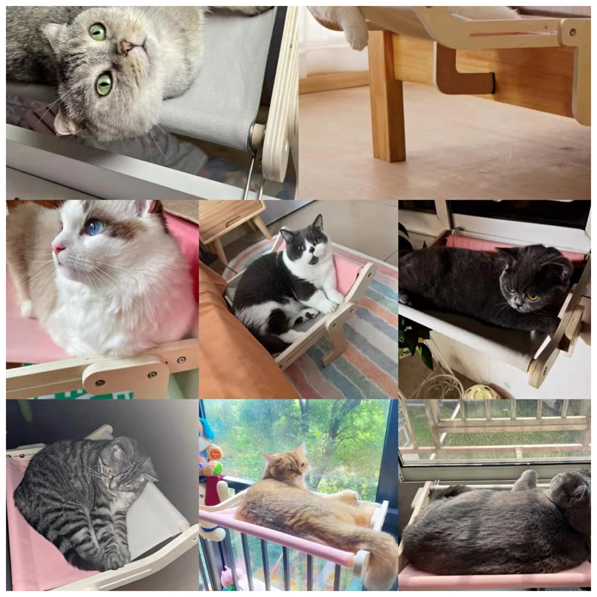 Wooden Cat Window Perch – Washable, Easy Assembly Hanging Bed