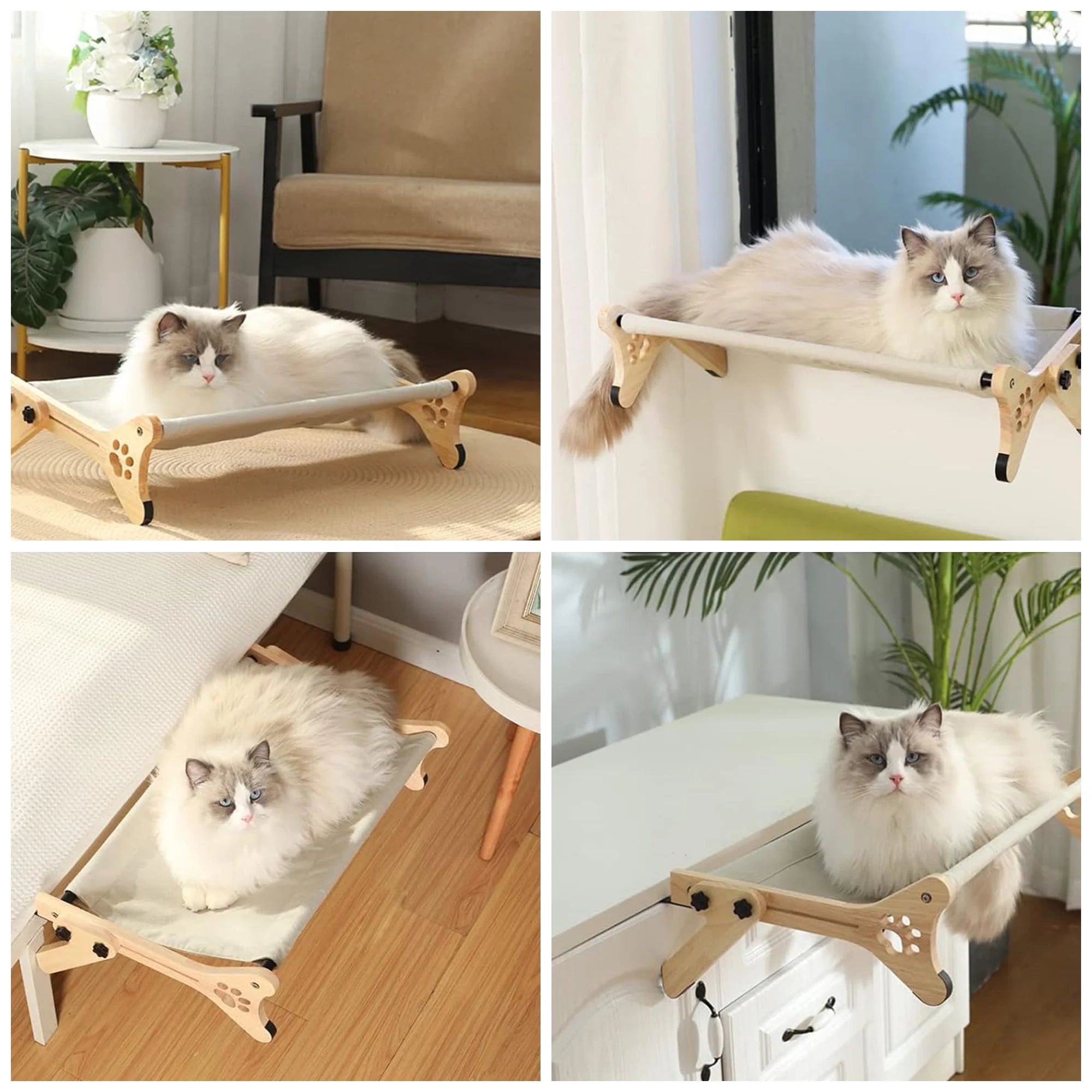 Wooden Cat Window Perch – Washable, Easy Assembly Hanging Bed