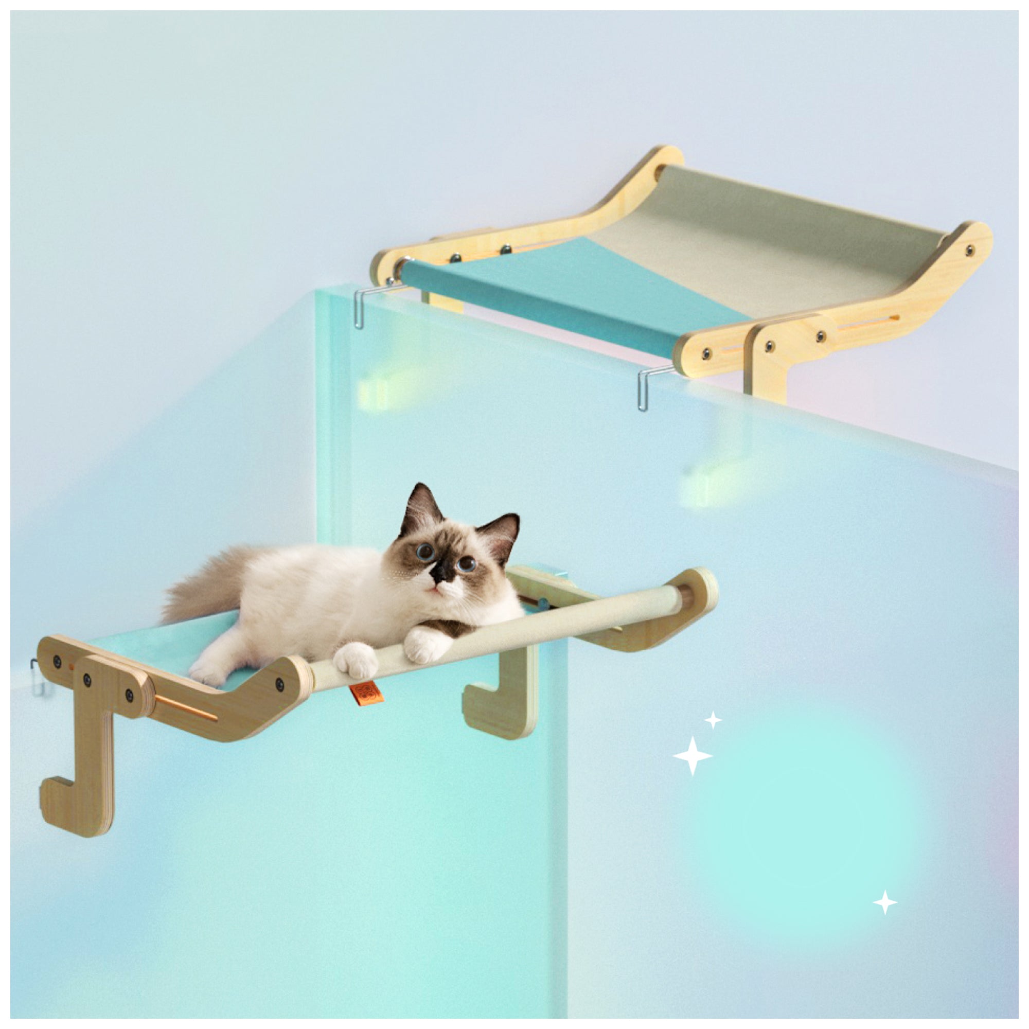 Wooden Cat Window Perch – Washable, Easy Assembly Hanging Bed