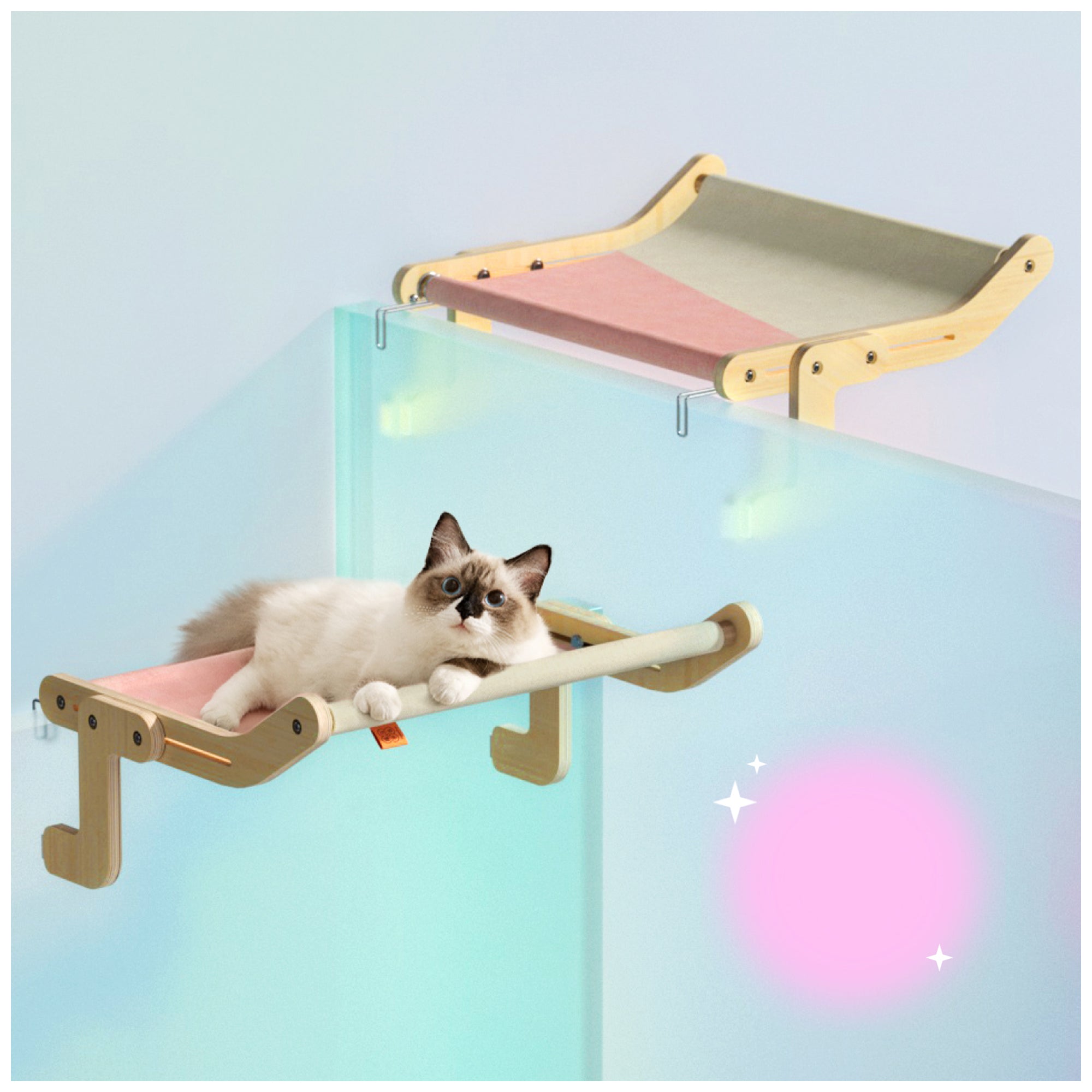 Wooden Cat Window Perch – Washable, Easy Assembly Hanging Bed