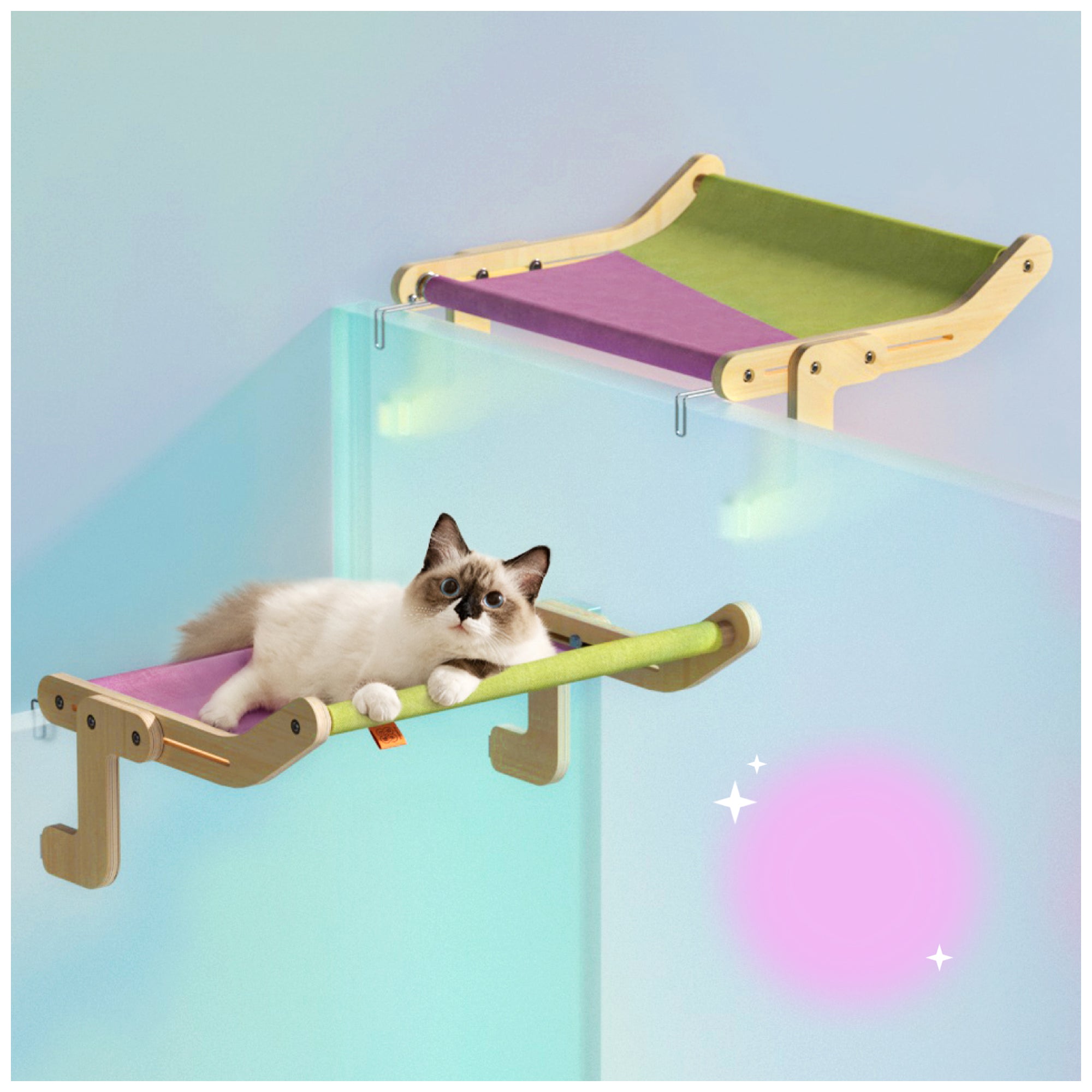 Wooden Cat Window Perch – Washable, Easy Assembly Hanging Bed