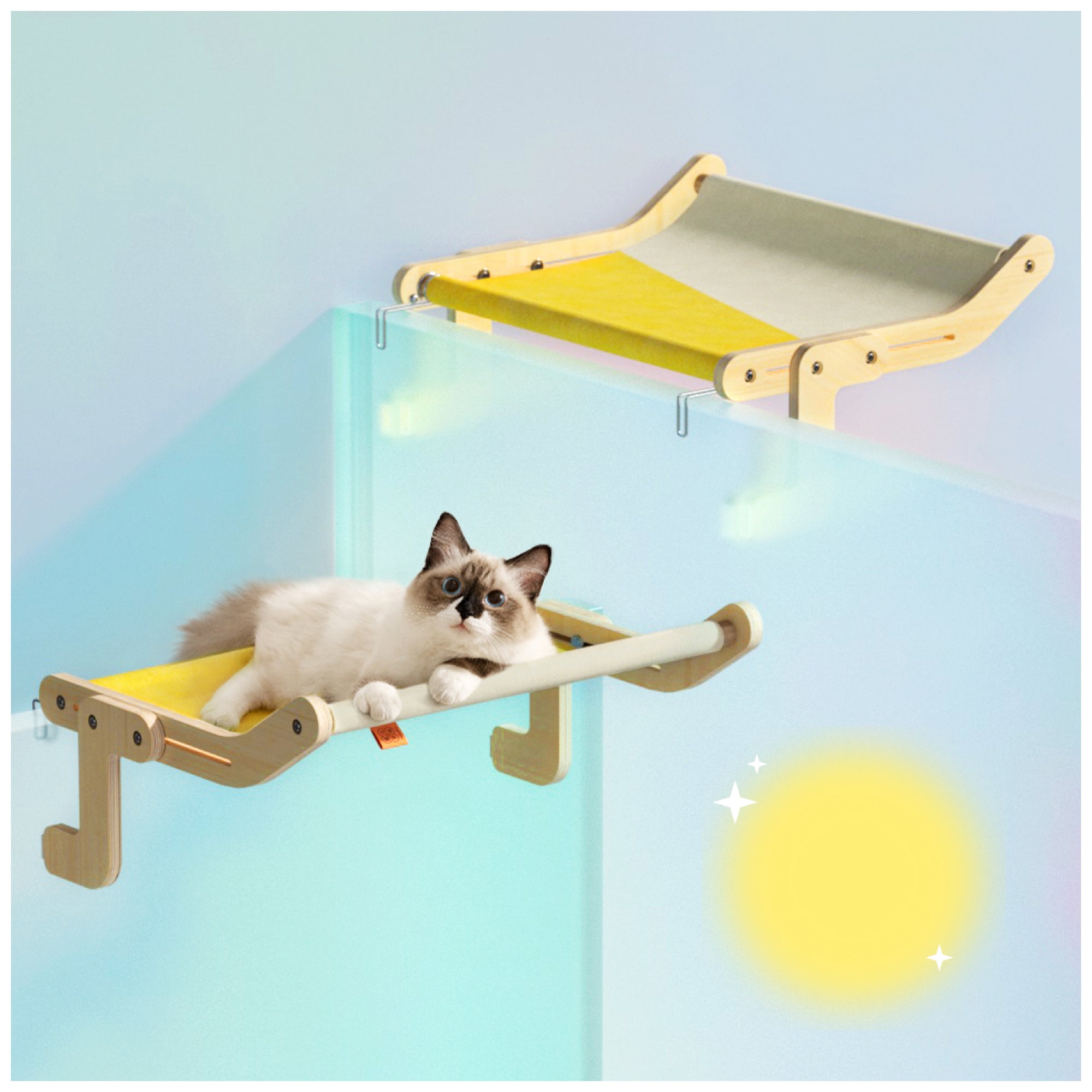 Wooden Cat Window Perch – Washable, Easy Assembly Hanging Bed